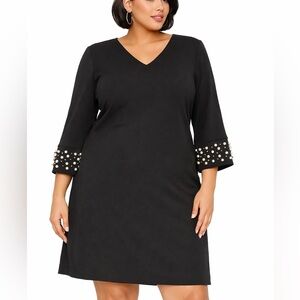 Calvin Klein Black Embellished Sheath Dresd